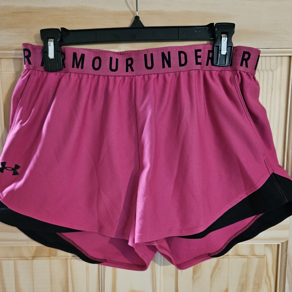 Under Armour Women's Pink and Black Shorts